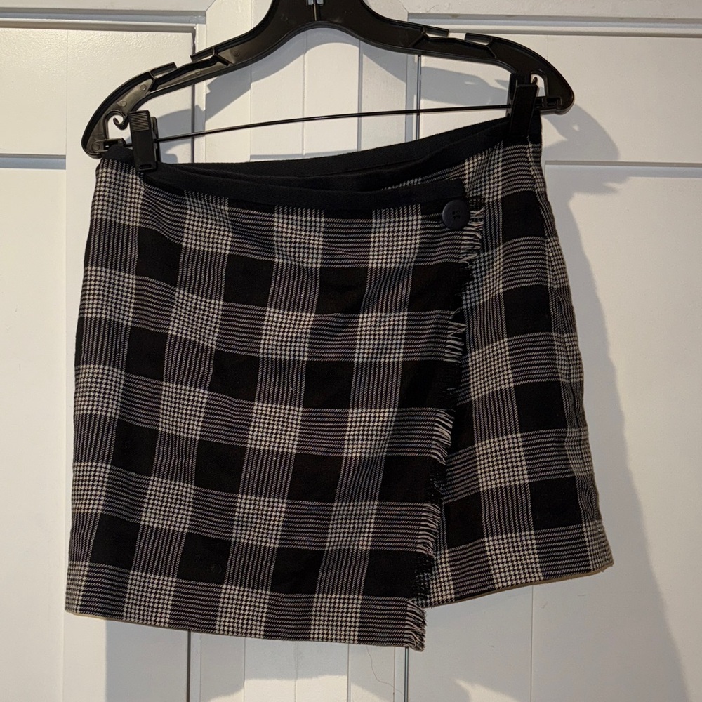 Madewell Black and White Checkered Mini Skirt